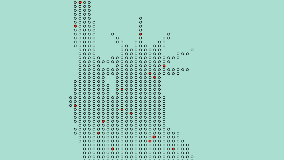 An illustration of the Statue of Liberty made up of many dots