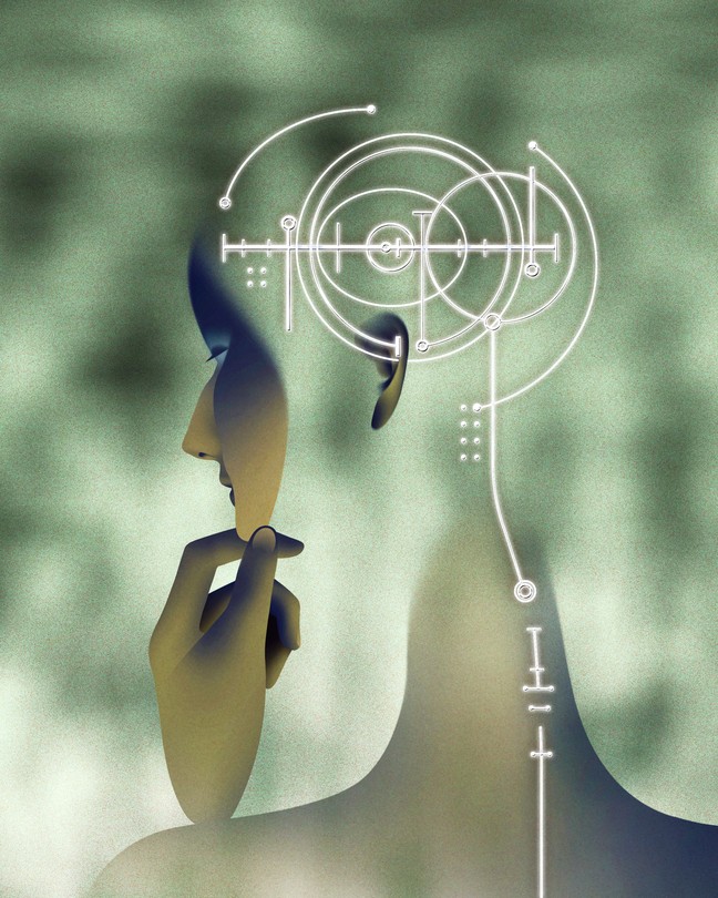 Illustration of a cybernetic person thinking