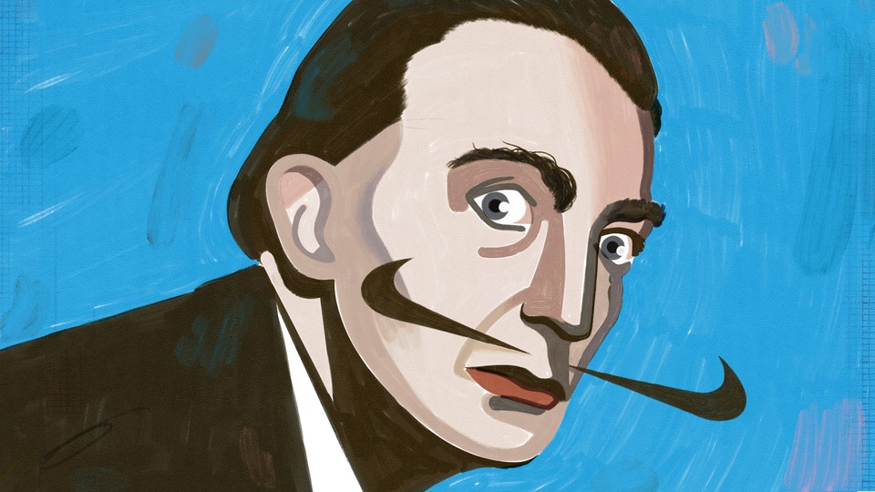 Dali with mustache made up of Nike logos