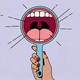 Illustration of a mirror showing a person's open mouth
