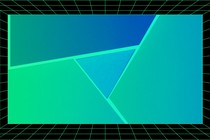 Interconnecting shapes in red, cyan, green, and yellow—Google's colors