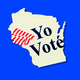 An outline of Wisconsin featuring the words "Yo voté" (I voted).