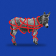Illustration of a donkey with red tape wrapped all around its body