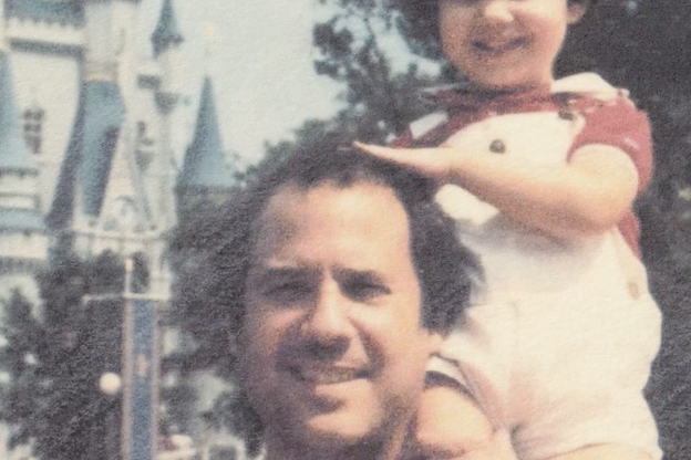 Ashley Parker and her dad at a Disney theme park