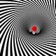 An image of a Trump hat in a black-and-white spiral