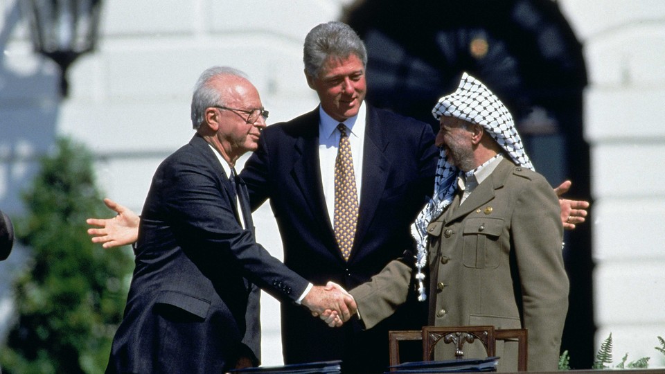 Bill Clinton, Yasser Arafat, and Yitzhak Rabin.