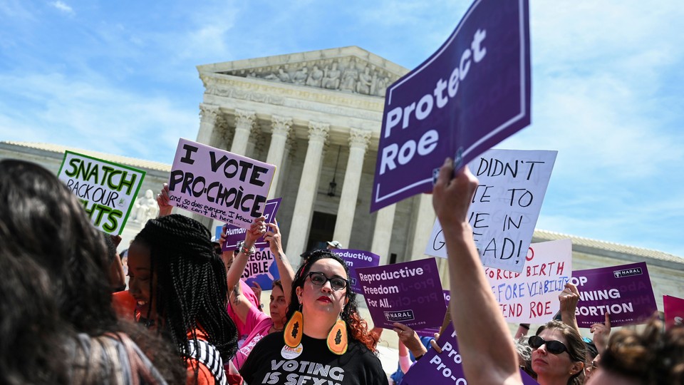 Abortion-rights activists in front of the US Supreme Court