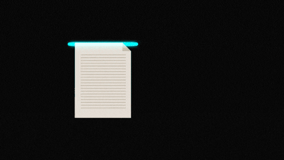 Animation of a document being scanned and copied