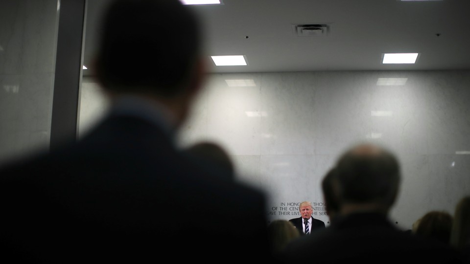 U.S. President Donald Trump delivers remarks during a visit to the Central Intelligence Agency.