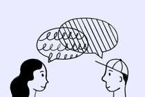 Illustration of two strangers talking