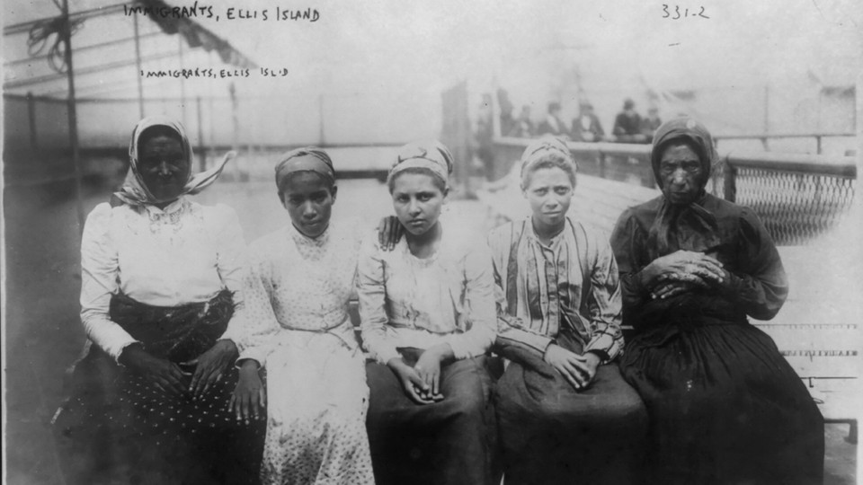 Immigrants at Ellis Island, New York, circa 1910