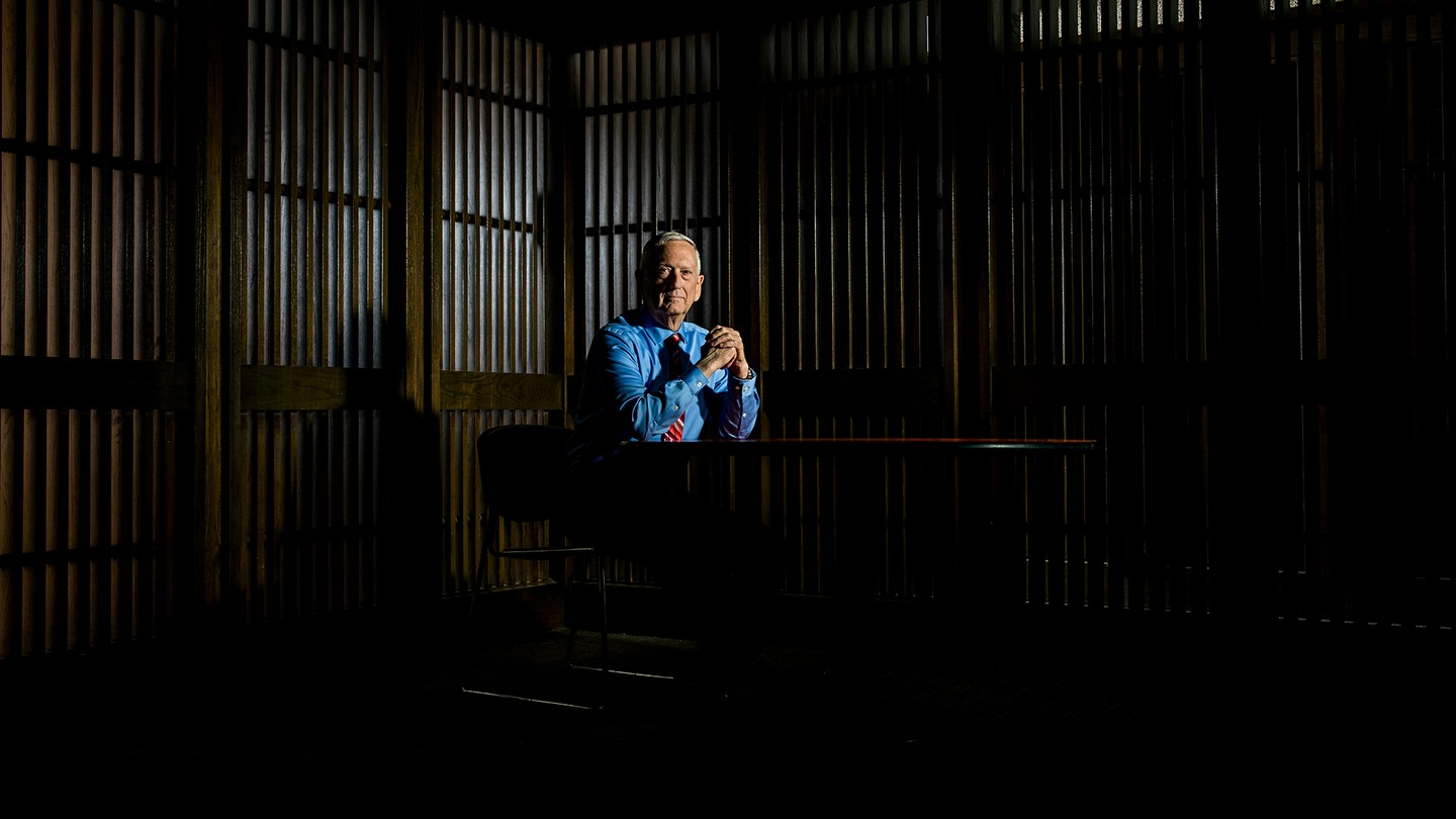 General James Mattis, photographed in his office at Stanford University, June 10, 2019