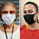 Three people wearing cloth masks