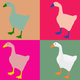 Multicolored illustrations of geese.