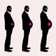A man's belly growing over time