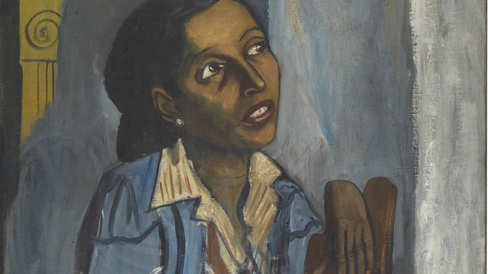 A detail from Alice Neel's portrait "Mercedes Arroyo," 1952