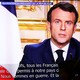 French President Emmanuel Macron delivers a televised address.