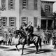 A drawing of Abraham Lincoln on horseback