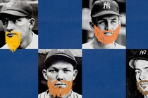 Images of Yankees players with beards drawn on their faces