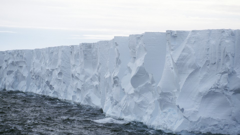 An ice cliff in the Ross Ice Shelf in Antarctica