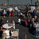 People forming in line for a food bank