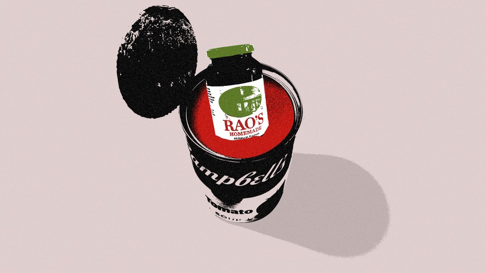 Rao's sauce inside Campbell's can