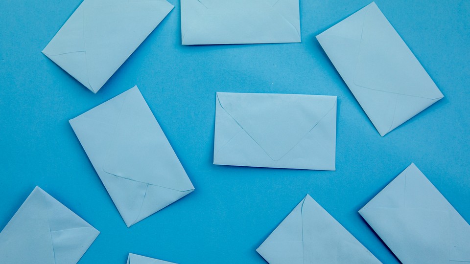Multiple blue envelopes on a blue background
