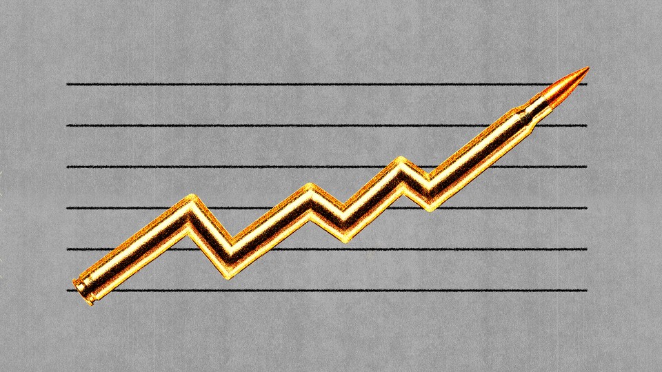 Illustration of a line chart showing a rising trend, where the upper end of the line is a bullet