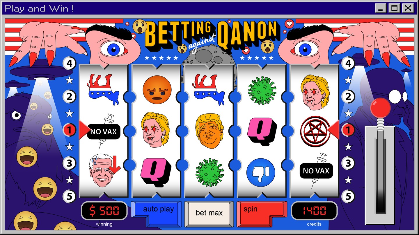 illustration of Q anon slot poker game