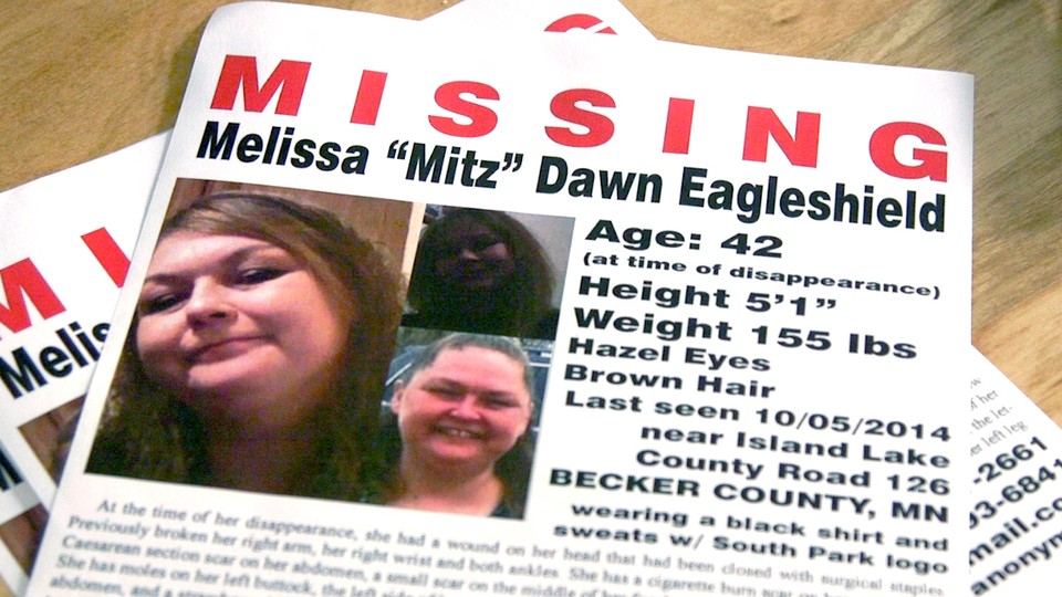 A missing-person flyer for Melissa Eagleshield