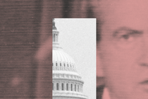 Richard Nixon on TV overlaid with photo of the U.S. Capitol