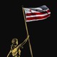 An illustration of a statue holding a DC flag.