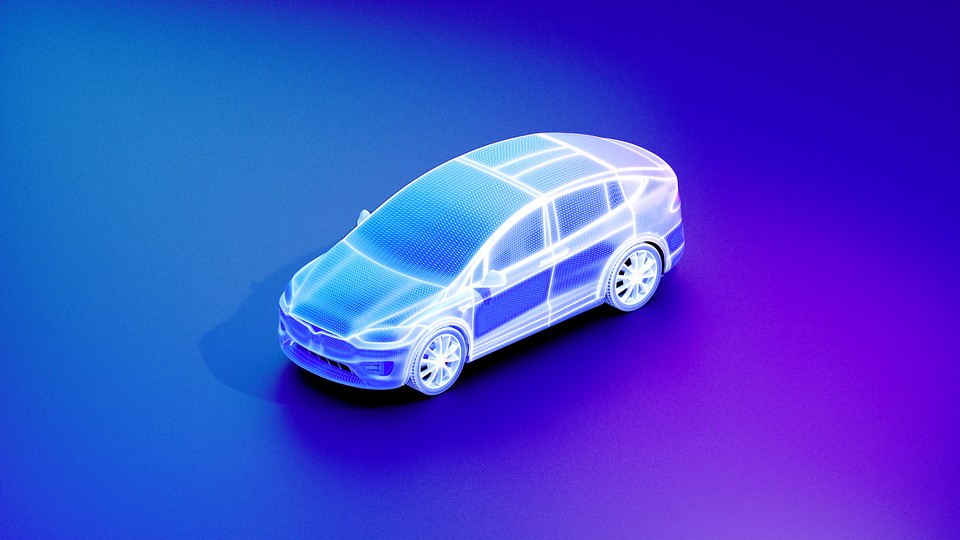 A futuristic illustration of an electric car