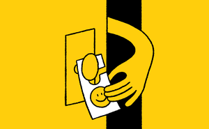 Illustration of a hotel privacy door sign marked with a smiley face.