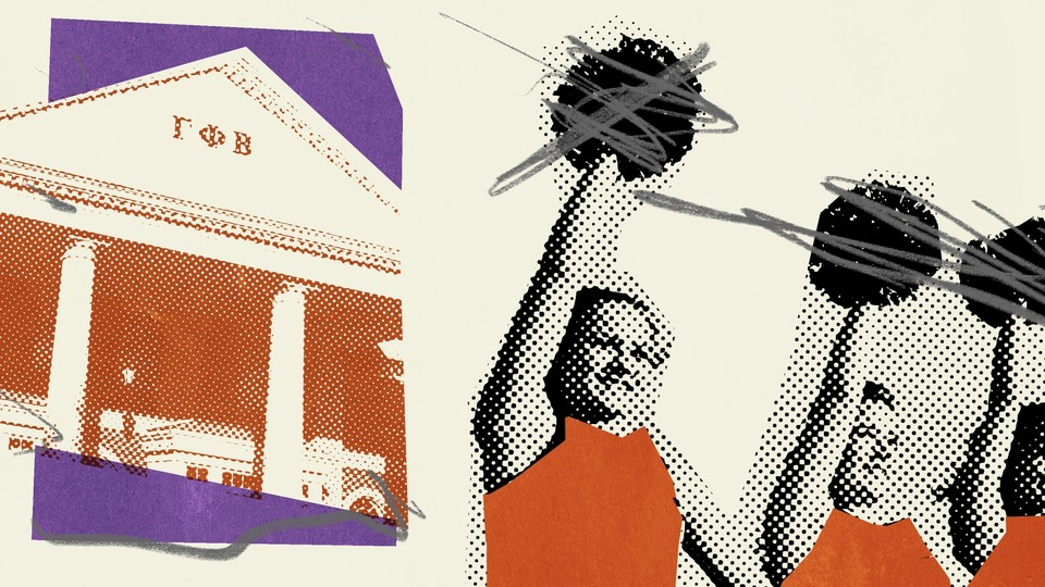 An illustration of sorority girls holding pompoms