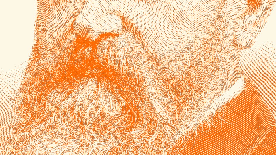 A zoomed-in photo of a full beard