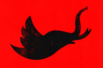 The Twitter logo mocked up to look like the Republican elephant logo against a red background