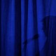 Reflection of Trump in blue curtain