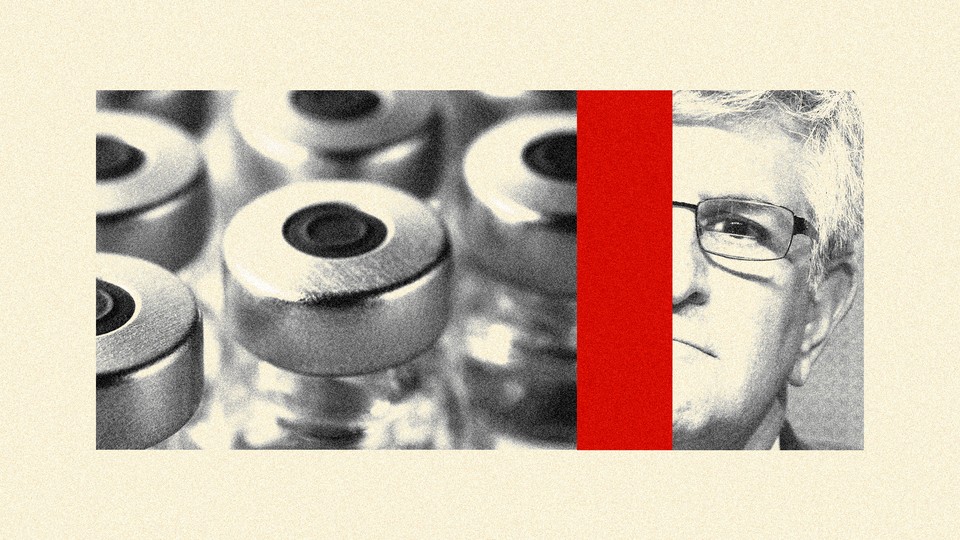 Collage of a photo of vaccine vials and a photo of Paul Offit