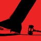 Illustration showing foot walking past judge's hammer