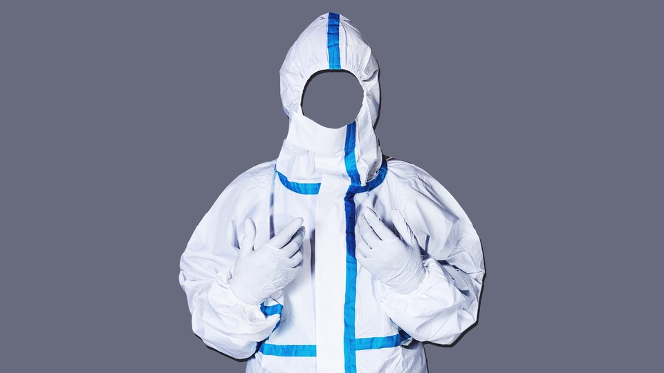 An empty hazmat suit