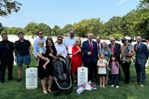 Trump giving the thumbs up at Arlington National Cemetery