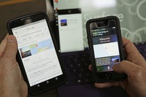 A reporter uses Google, Cortana, and Siri digital assistants to find the length of the Golden Gate Bridge.