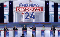 Photo of eight candidates at the Fox News GOP debate