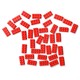 illustration of red lego bricks arranged in the shape of a child's T-shirt on white background
