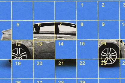 An electric car superimposed over a calendar