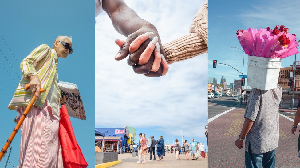 Triptych of people on the streets of L.A.