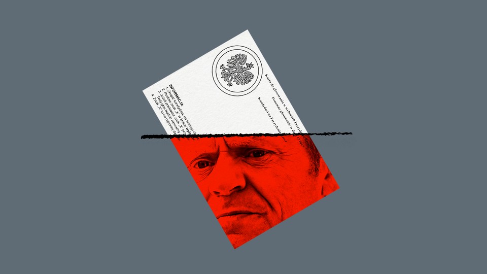 Donald Tusk inside of a Poland election ballot