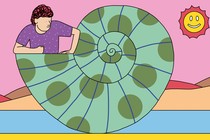 Illustration of a person emerging from a giant snail shell