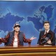 Cecily Strong and Colin Jost star in "Weekend Update" on "SNL."